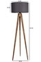 Opviq Lámpara de Pie de Madera con Pantalla de Tela Gris
